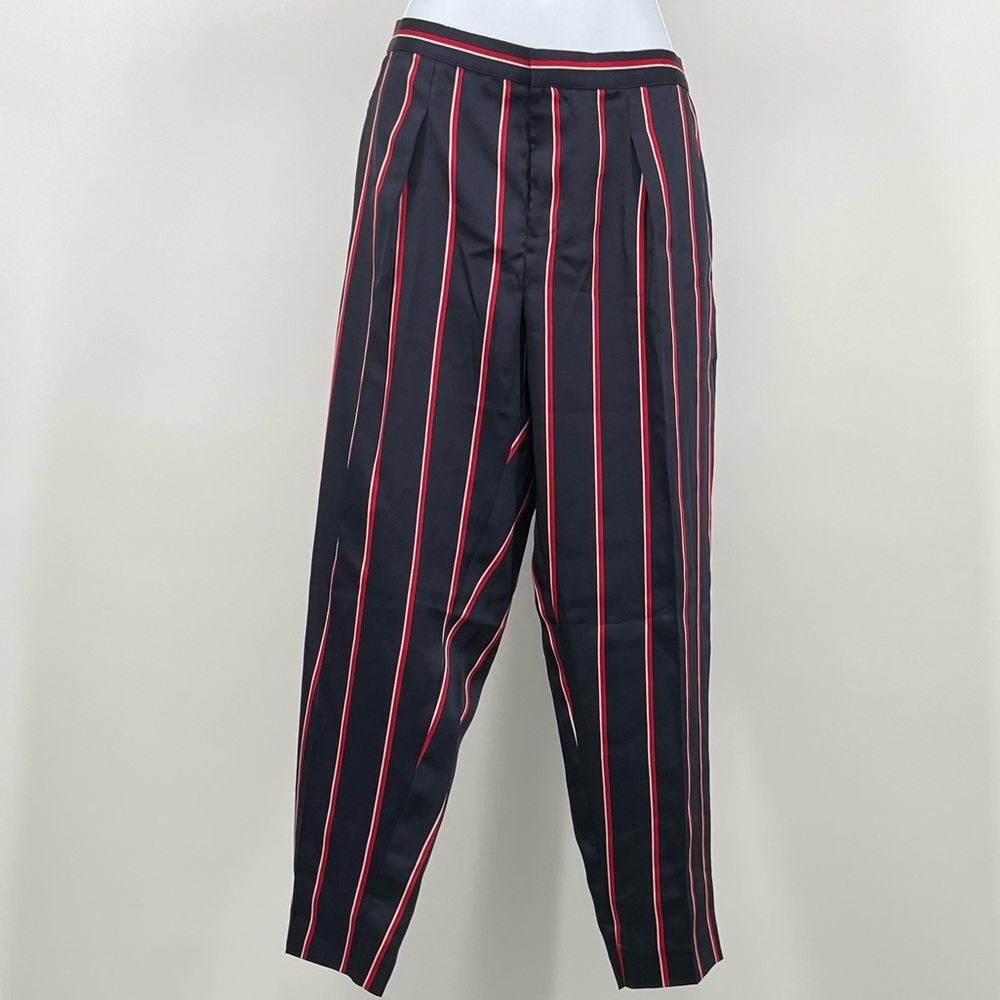 NWT Lauren Ralph Lauren Navy Red Stripe Ankle Pants Petite 6